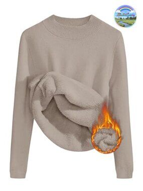 ZESICA Women's Sherpa Lined Turtleneck Sweater Winter Pullover